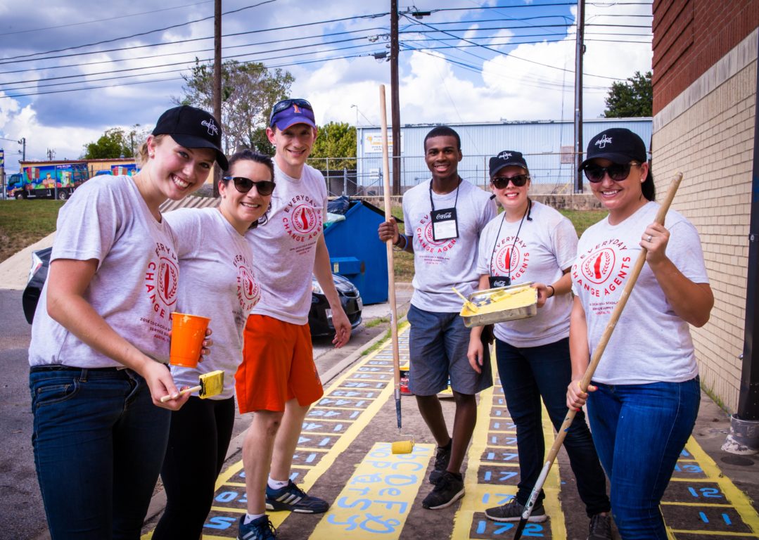 Coke Scholars painting at Zavala Elementary in Austin, TX