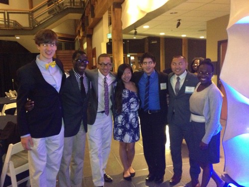 The following Coke Scholars had the opportunity to reunite at the Alexander Hamilton Scholarship Gala at the Seattle Aquarium in Seattle, WA! (From left to right)  Will Orton (2013), Joel Bervell (2013), Michael Richards (2013), Emmeline Vu (2012), Abraham Guadarrama (2011), Daniel Ngyuen (2010), Rachel Bervell (2009). 