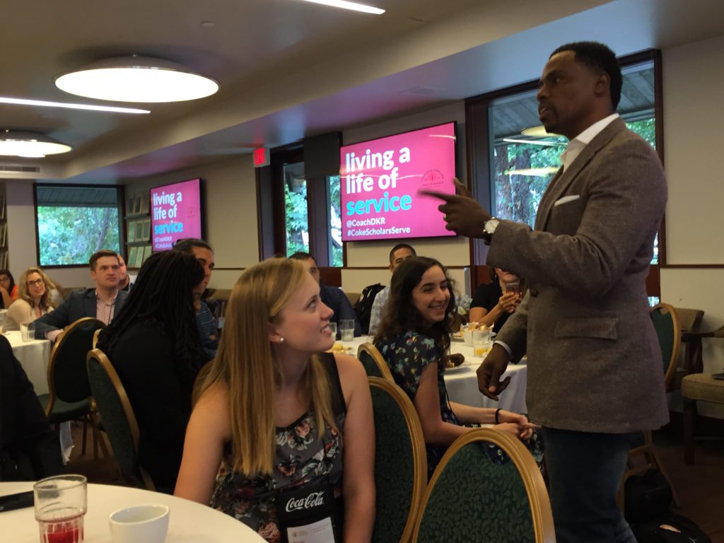 Daron Roberts speaking to Coke Scholars at their 2016 Service Summit