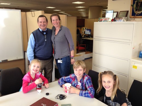 Mark with Carolyne and kids